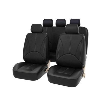 Black ecological leather car cover set